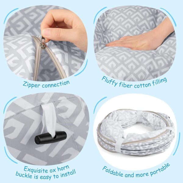BORPEIN Cat Play Tunnel, Cat Bed for Indoor Use, Crinkle Collapsble Soft Cat Tunnel Tube Toy Pet Play Bed Indoor (Grey) - Image 7