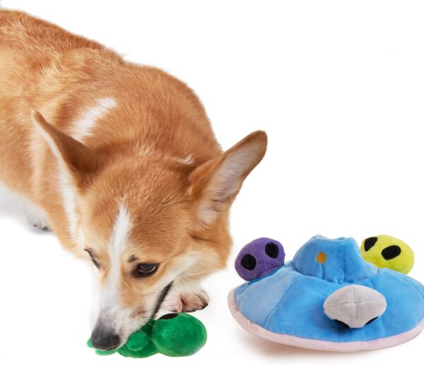 JOYELF Hide and Seek Dog Toys, Plush Dog Chew Toy for Puppy Small Medium Large Dogs,Interactive Dog Toys Squeaky Plush Dog Toys Puppy Toys Plush Dog Puzzles, UFO and Alien Toys - Image 3