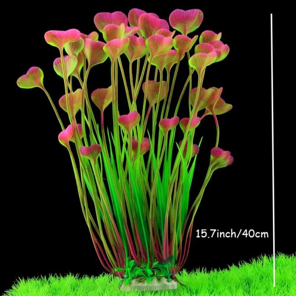 Large Aquarium Plants Artificial Plastic Fish Tank Plants Decoration Ornament Safe for All Fish 40cm x 10cm - 2 Pack Purple - Image 2