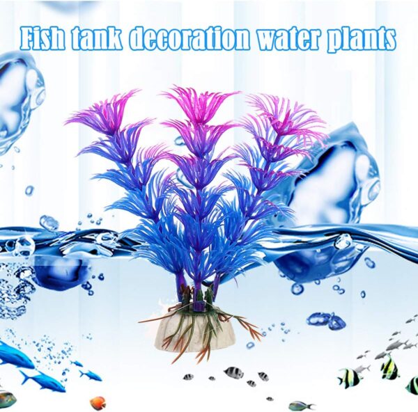 YuChiSX 19 Pieces Fish Tank Decorations Decor Set, Artificial Aquatic Plants, Plastic Plants Decorative Fish for Home Aquarium, Vivid Underwater Simulation Grass Landscape Ornament - Image 4