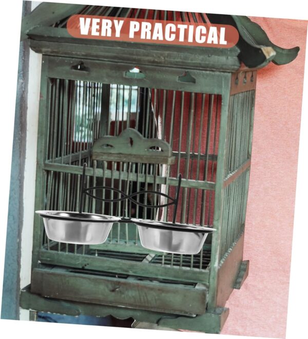 BELLIFFY Bird Bowl Feeder Pet Supplies Bird Water Holder Parrot Water Cage Bowl Bird Feeder with Clip Bird Cage Food Feeder Clip Bird Food Feeder Parrot Hanging Cup Stainless Steel - Image 7