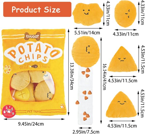 CUUOOT Dog Snuffle Toys Crinkly Squeaky Dog Toys Interactive Plush Dog Treat Puzzle and Enrichment Dog Toys for Small Medium and Large Dogs (UK-Potato-chips-01) - Image 2