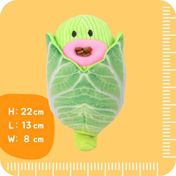 LAMAN Hide 'N Treat Cabbage Plush - Interactive Dog Puzzle Toy, Squeaky & Crinkle Snuffle Dog Treat Toy for Boredom Relief & Mental Stimulation - Ideal for Small, Medium Dogs & Puppies - Image 6