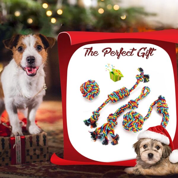 VIEWLON Dog Rope Toys, Dog Toy Set, Rope Ball, Cotton Knot, Chew Toy, Dog Interactive Toy, Beneficial to Dog's Mental Health, Teeth Cleaning,Best Gift for Small/Medium Dogs (4 Pcs) - Image 7