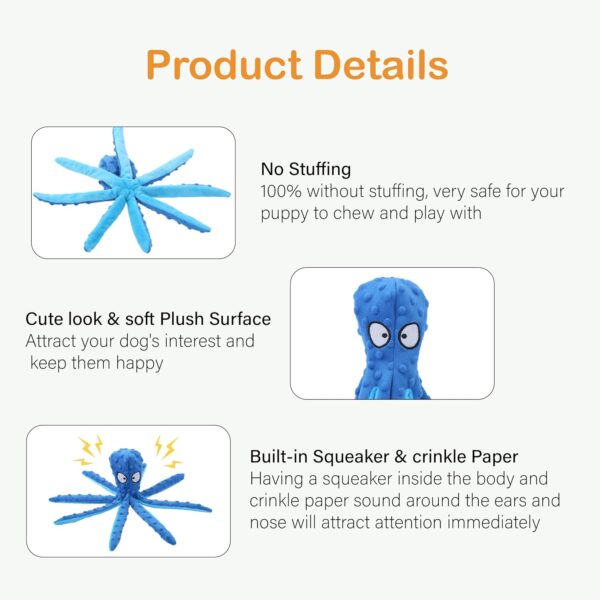 CPYOSN Squeaky Dog Toys, No Stuffing Crinkle Plush Chew Toys for Puppy Teething, Durable Interactive Soft Dog Toys for Small, Medium and Large Dogs - Image 3
