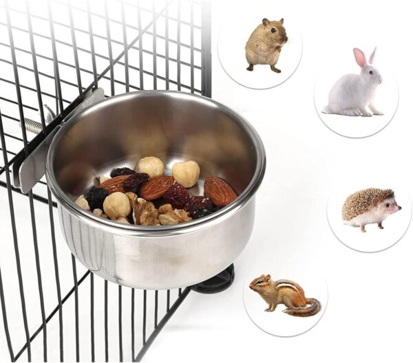 Bird Cage Feeder Waterer Stainless Steel Bird Bowl Bird Feeding Cups With Clip Bird Water Bowl Parrot Food Bowl - Image 2