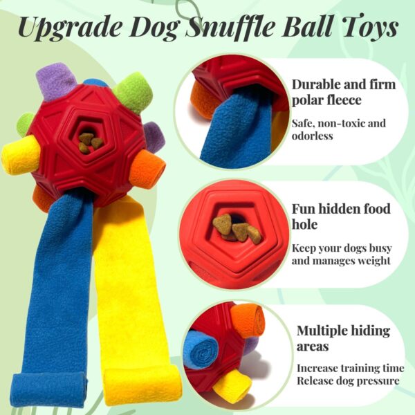 CIIVURR Snuffle Ball for Dog Toys Unbreakable Upgrade Ball Interactive Toy Foraging Snuffle Mat Puppy Treat Dispenser Slow Feeder Dog Puzzle Toys for Small, Medium, Large Pets (Red Rainbow) - Image 3