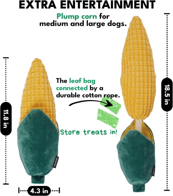 CHEWFFON Dog Toys, Soft Plush Corn Shape Dog Chew Toy with Squeaker for Small Medium and Large Dogs, Interactive Crinkle Puppy Puzzle Toys - Image 4