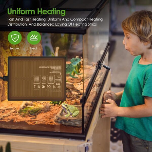 8x12inch Reptile Heat Mat with Digital Thermostat,23W Terrarium Heat Mat with IPX7 Waterproof for Gecko/Bearded Dragon/Snake/Lizard/Hermit Crab/Frog/Spider/Insect Breeding/Plant Box,Habistat Heat Mat - Image 6