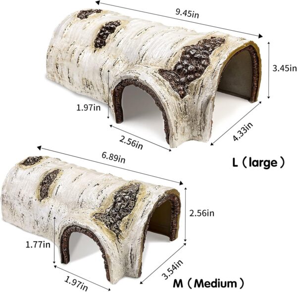 Reptile Hide Caves Simulation Tree Hideout Snake Hide Leopard Gecko Terrarium Plastic Plant Leaves Ornament Habitat Shelter Decor for Lizard Hermit Crab Spider Frog Amphibians (L) - Image 2