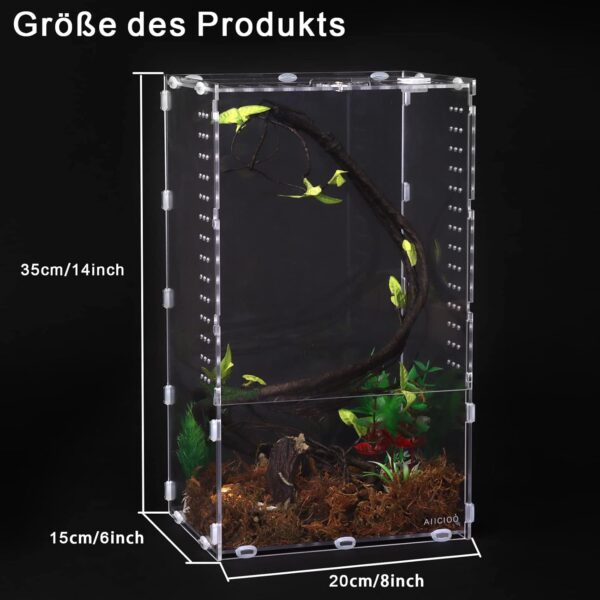 AIICIOO reptile Feeding Box, 20x15x35cm Acrylic Reptile Enclosure Transparent Reptile Pet Breeding Case for Spider, Lizard, Scorpion, Centipede, Horned Frog, Beetle. - Image 2