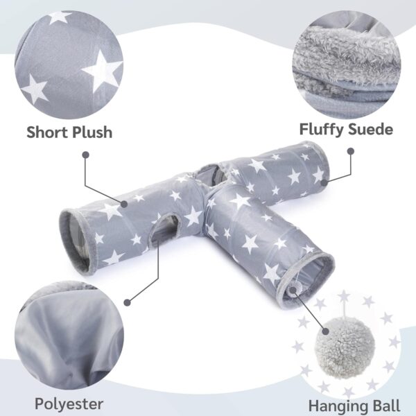 JanYoo Bunny Tunnel Rabbit Hideout Bunny Toys for Rabbits Accessories Guinea Pig Ferret Kitty 3 Ways Collapsible Tunnels - Image 2