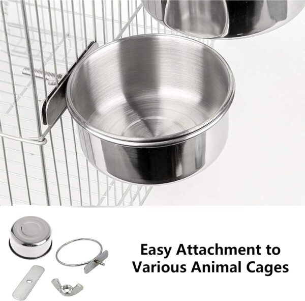 2 Pcs Parrot Bowl Stainless Steel Parrot Feeding Cups Sturdy Water Bowl Bird Feeding DishSuitable for Parrots Macaws or Other Birds Bird Feeding Dish (M-10cm) - Image 6