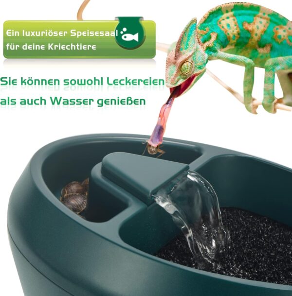 NEPTONION Reptile Chameleon Cantina with Snacks Trough, Drinking Fountain Water Dripper for Amphibians Insects Lizard Turtle Snake Spider Frog Gecko, Comes with Two Pumps (One for Replacement) - Image 3
