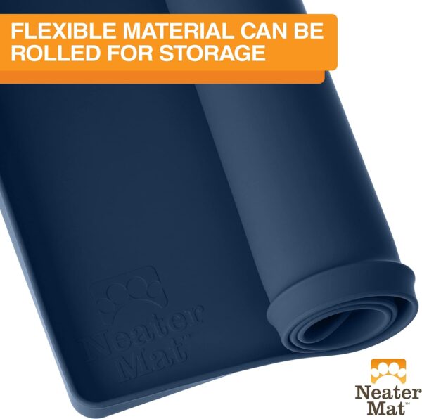 Neater Pet Brands Neater Mat - Waterproof Silicone Pet Bowls Mat - Protect Floors from Food & Water (24" x 16" Silicone, Dark Blue) - Image 8