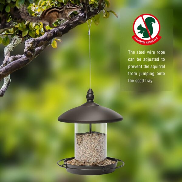 Bird Feeder for Outside Hanging,Bird Seed for Outside Wild Bird Feeders for Garden Yard Outdoor Decoration,Round Roof Design for Sun-Proof and Rainproof, Brown - Image 6