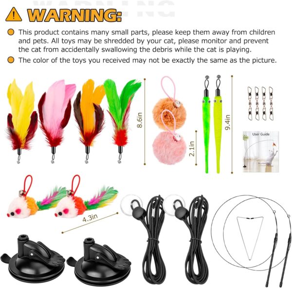 Gvoo Cat Toys, 2 Pack Cats Toys Interactive for Indoor Cats Adult Kitten Toys, with Sticky Super Suction Cup | Detachable 10 Pcs Cat Feather Toy | 2 Wand | Hanging Door Kitten Toys - Image 6