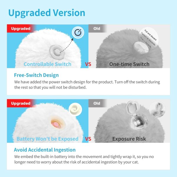 BuntyJoy Cat Toys, Interactive Cat Toys for Indoor Cats Exercise, 2 Pack Fluffy Plush Chirping Balls, Fun Kitty Kitten Kicker Toys - Image 3