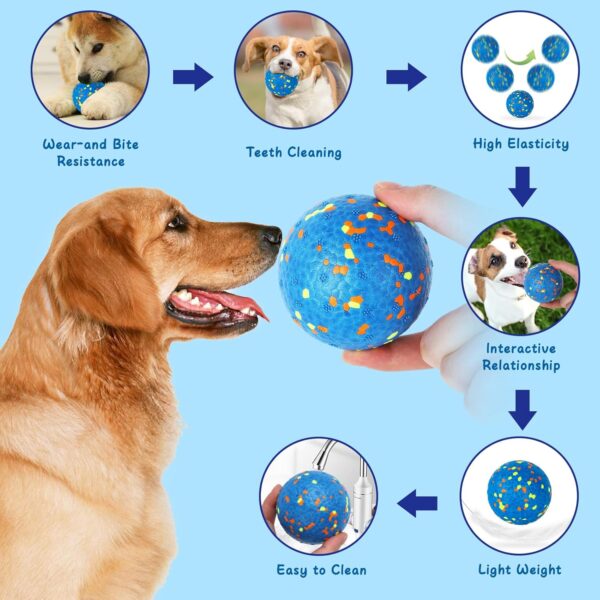 2 Pack Dog Ball Toys,Indestructible Dog Toys Balls,High Bounce Rubber Dog Balls,Durable Solid Interactive Ball,Resistant Teeth Training Dog Toys,for Small Medium Large Dog Puppy Water Jump Fetch Play - Image 4