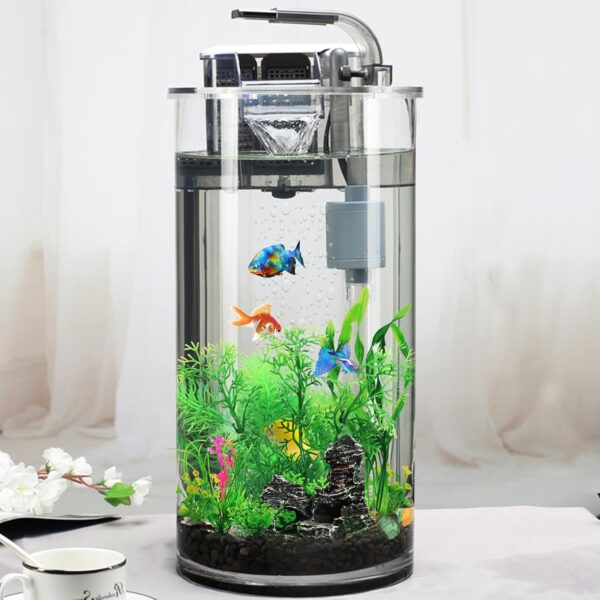 QUOZUO Fish Tank Accessories Aquarium Plants, 9pcs Green Fish Tank Decorations Plants and Cave Rock Decor Set, Aquarium Decorations Plastic Plants - Image 3