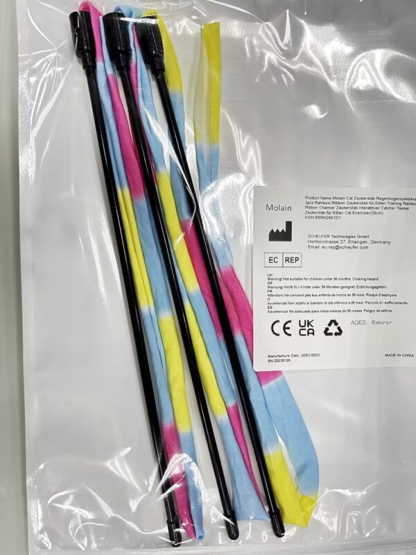 Molain Cat Wand Rainbow Toy, 3pcs Rainbow Ribbon Wand for Kittens Training, Rainbow Ribbon Cat Wand, Interactive Cat Wand, Stick Toy for Kitten Cat Exerciser Playing(30cm) - Image 10