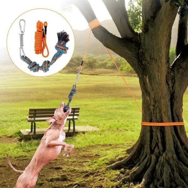 Spring Pole Dog Rope Toys, Interactive Dog Tug Toy with Dog Rope Toys and a Big Spring Pole Kit, for Small to Large Dogs, for Tug of War, Bite Training,Outdoor Hanging Exercise - Image 7