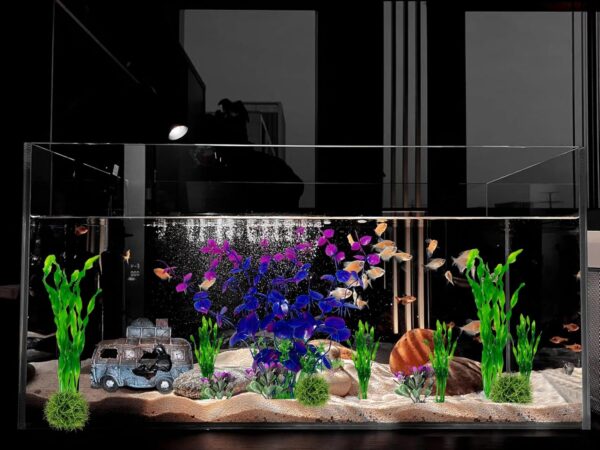 BEGONDIS Camper Van Tourer with 8 Pcs Plastic Plant Set Artificial Polyresin Aquarium Ornament Aquatic Model Decoration Fish Tank Marine Decor Ornaments (Car) - Image 8