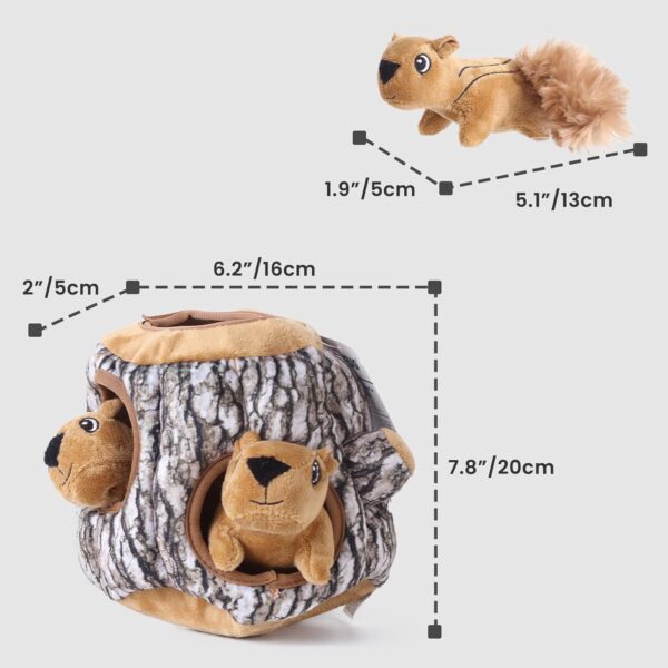Laifug Hidden Squirrel Plush Dog Toy， Interactive Squeaky Dog Toy Hide and Seek, L - Image 2
