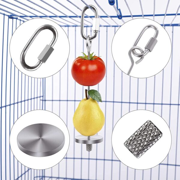 Birds Food Holder Parrots Feeder Stick Stainless Steel Fruit Vegetable Meat Hanging Skewer Cockatiel Foraging Stick 5PCS - Image 4