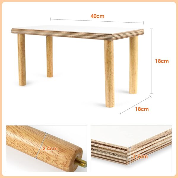 Mardili Wooden Small Animals Stand Platform,Waterproof Surface with Pillars,Natural Toys Cage Accessories for Hamster Squirrel Gerbil Chinchilla Parrot and Pet Bird - Image 2