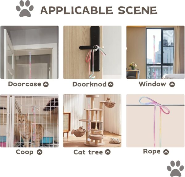 EASY JOY Interactive Cat Toys for Indoor Cats, Wiggly ball Cat Toys, Door Hanging Dangly Cat Feather Toys with Bells for Kittens to Exercise Eliminating Boredom, Bouncing cat toy（7Pcs） - Image 4