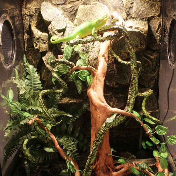 PINVNBY Flexible Bend-A-Branch Jungle Reptile Vines Artificial Climber Plastic Terrarium Leaves Pet Habitat Decor for Lizard Frogs Snakes 3 PCS - Image 4