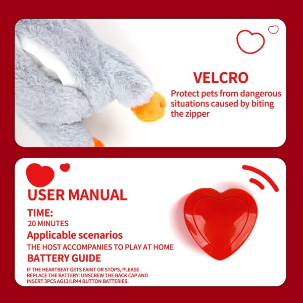ALL FOR PAWS Little Buddy Heartbeat Toys for Puppy, Dog Snuggle Sheep Toy for Separation Anxiety Relief Behavioral aid Puppy Plush Comfort toy for Pets (Grey Sheep with Heartbeat + Warm Bag) - Image 5