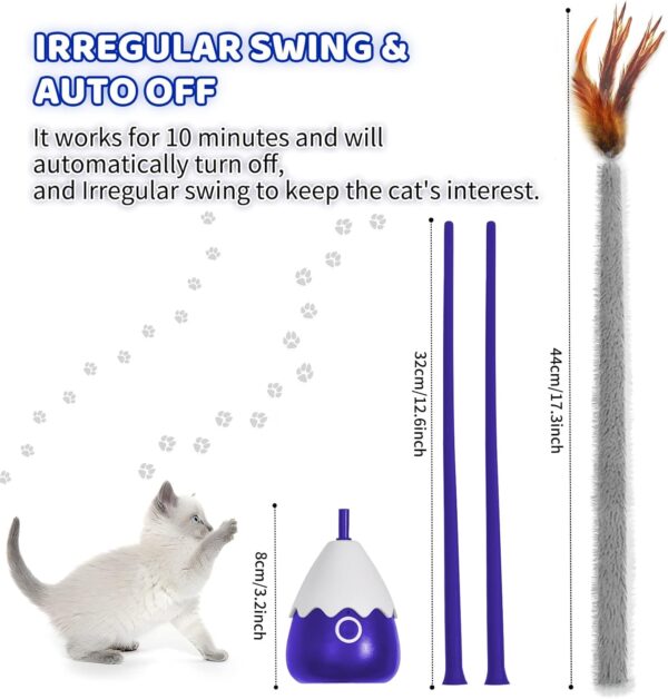 lifefav Cat Toys for Indoor Cats, Electronic Interactive Cat Toys, Upgraded Automatic Plush & Silicone Tail Teaser Toy 2 in 1 Cat Wand Toy, Rechargeable Exercise Toy for Kitten (Blue) - Image 6
