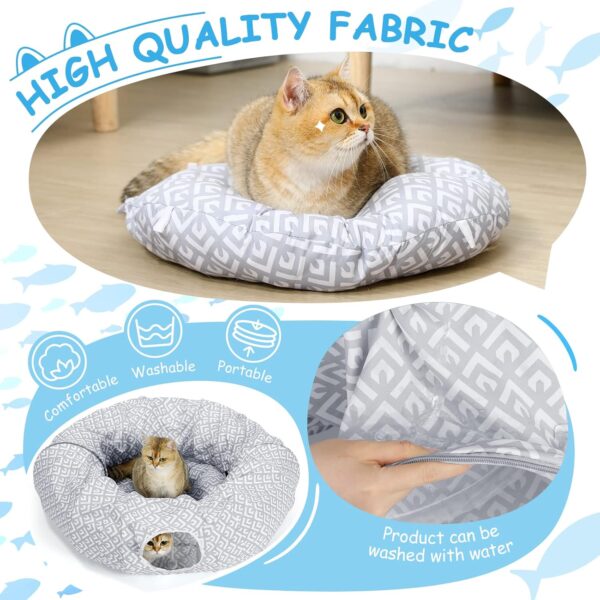 BORPEIN Cat Play Tunnel, Cat Bed for Indoor Use, Crinkle Collapsble Soft Cat Tunnel Tube Toy Pet Play Bed Indoor (Grey) - Image 4