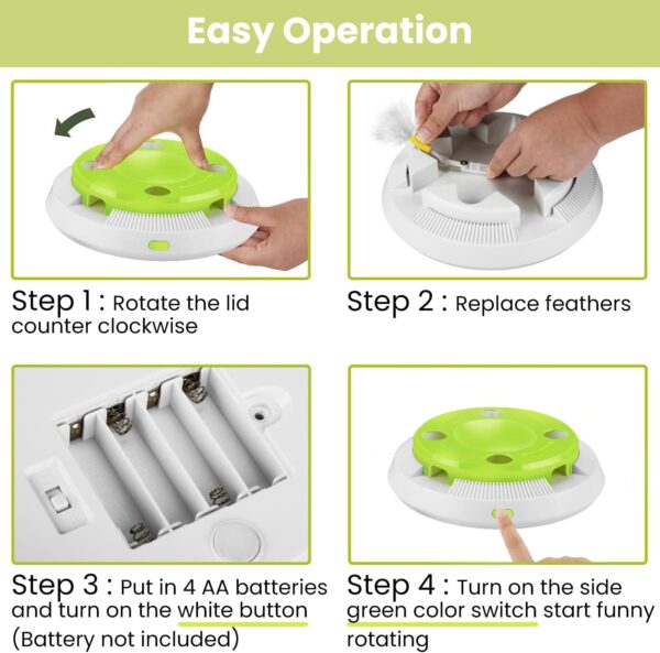 PETTOM Interactive Cat Toy Indoor 8 Holes Automatic Random Stretch Out Feather Smart Kitten Toys Battery Powered - Image 6