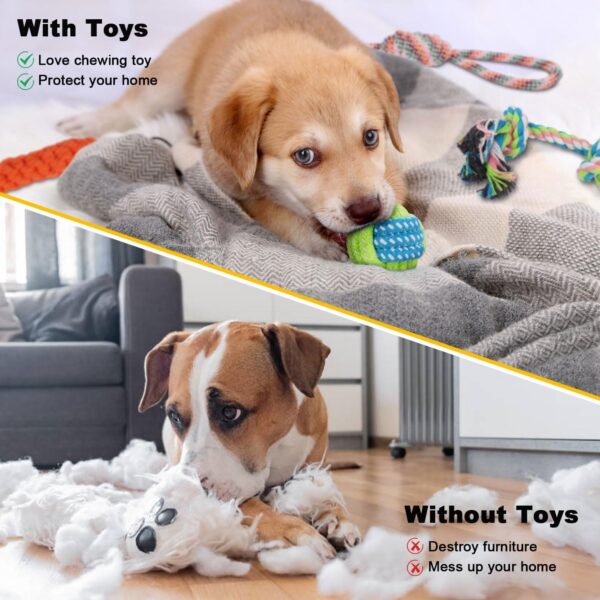 DOKI Puppy Dog Chew Toys 10pcs, Strong Dog Rope for Teeth Cleaning or Training, 100% Natural Cotton Toys Set for Small and Medium Dogs - Image 5