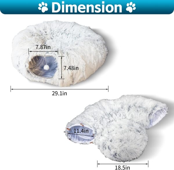 Plush Cat Tunnels Beds for Indoor Cats, 2-in-1 Cat Tunnel Haven for Endless Fun and Comfort Easy to Store, Removable and Washable 80 * 25cm (Gray) - Image 4