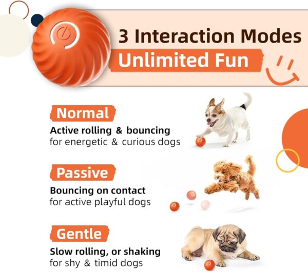 FOUR ANGELS Interactive Dog Toys Dog Balls, 67MM Moving Dog Ball for Puppy/Small/Medium Dogs, Durable Motion Activated Automatic Rolling Ball Toys, USB Rechargeable (Orange, Large) - Image 3