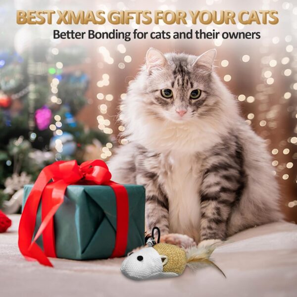 ROSAUI Interactive Cat Toys Set with Feather Wands, Mice, and Suction Cup Rods - Image 8