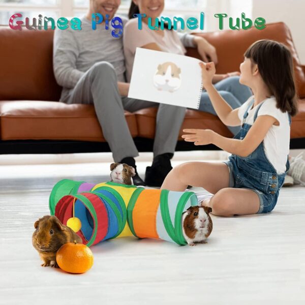 HYLYUN Guinea Pig Tunnels & Tubes Collapsible, 3 Way Tunnels Hides Toys, Portable Small Animal Hideout Hideaway Pet Toys Tunnel for Guinea Pig Chinchilla Ferret Hamster Rat - Image 4