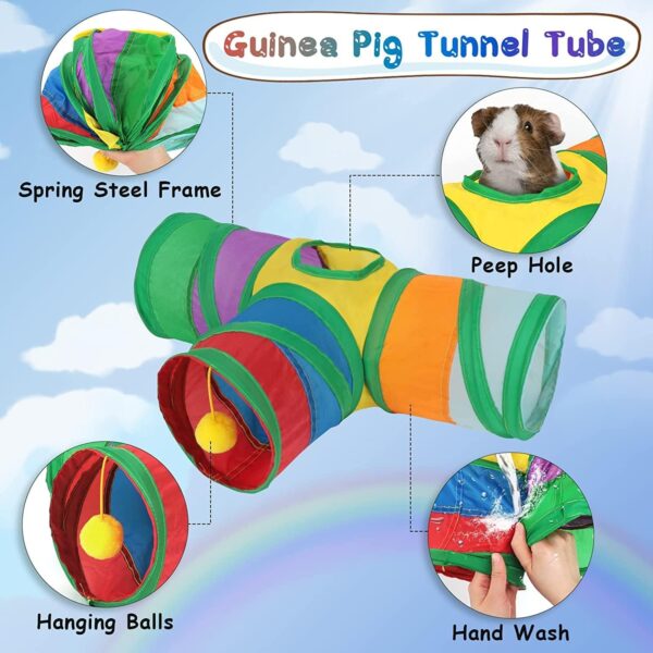 HYLYUN Guinea Pig Tunnels & Tubes Collapsible, 3 Way Tunnels Hides Toys, Portable Small Animal Hideout Hideaway Pet Toys Tunnel for Guinea Pig Chinchilla Ferret Hamster Rat - Image 3