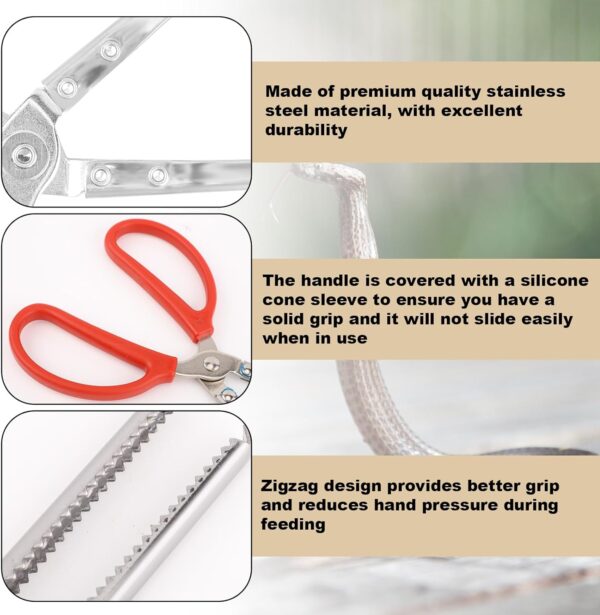 lasuroa Reptile Feeding Tongs, 14.5in Snake Feeding Tongs Anti-Slip Corn Ball Python Accessories for Terrarium Extra Long Tweezers for Snake Tortoise Lizard Frog Spider - Image 3