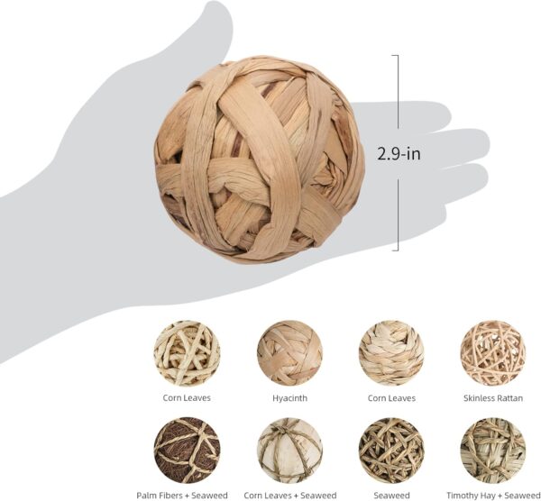 Niteangel Natural Chew Activity Toys Fun Safe Hay Grass Pet Balls for Chinchilla Guinea Pig Rats Rabbits Hamster Gerbil Degu Bunny and Other Small Animals (8 Balls) - Image 2