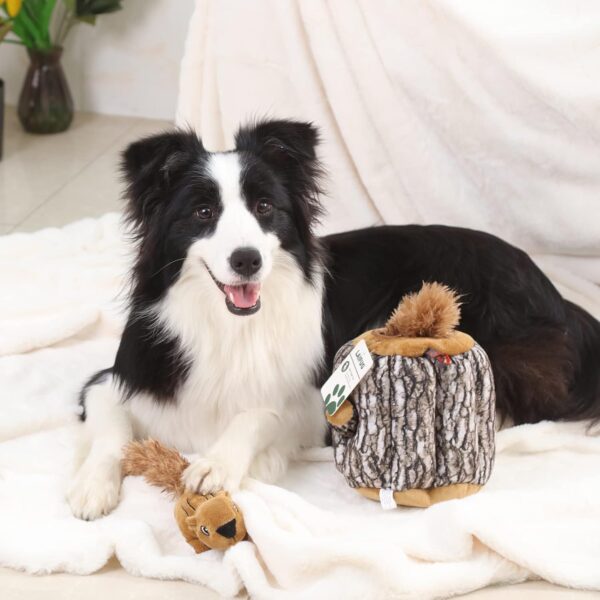 Laifug Hidden Squirrel Plush Dog Toy， Interactive Squeaky Dog Toy Hide and Seek, L - Image 5