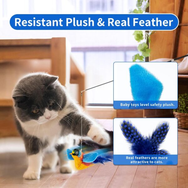 TOHDNC Cat Bird Toys with Cat Wand, Simulation Flying Birds Cat Toys Interactive with Feathers, Interactive Cat Toys for Indoor Kitty Kitten Exercise - Image 4