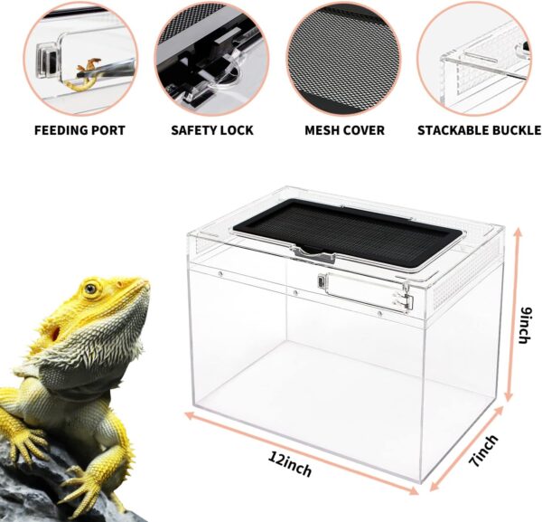 Reptile Growth Mini reptile tank,12" x 7"x 9" vivarium with Top Sliding Door Screen Ventilation for Small Fish,Insect,Snail,Gecko,Tarantula,Bearded Dragon,Jumping Spider,Stick Insect,Praying Mantis - Image 3