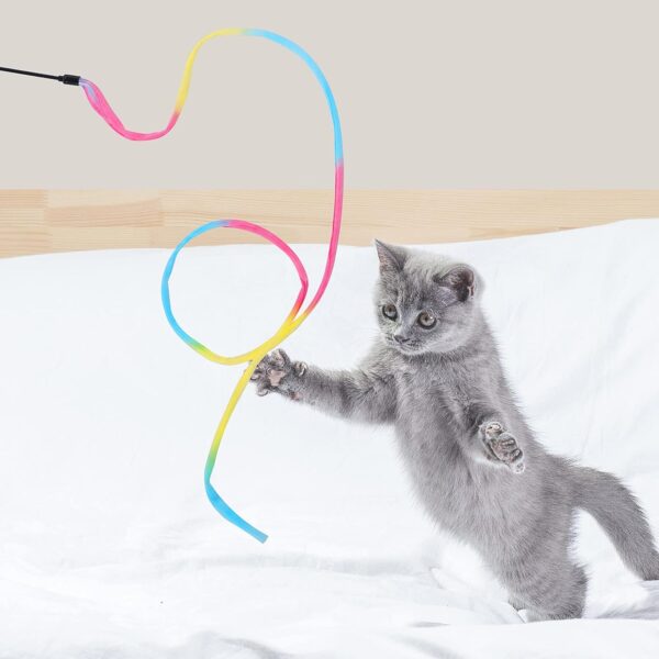 Molain Cat Wand Rainbow Toy, 3pcs Rainbow Ribbon Wand for Kittens Training, Rainbow Ribbon Cat Wand, Interactive Cat Wand, Stick Toy for Kitten Cat Exerciser Playing(30cm) - Image 7