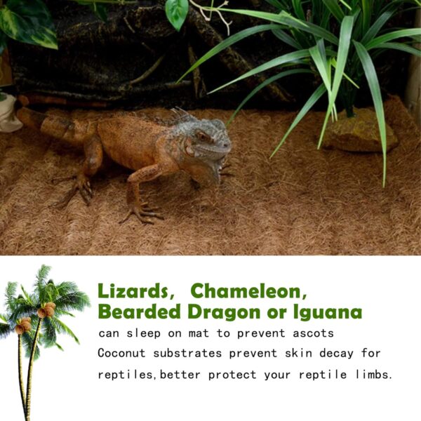 Reptile Carpet Coconut Fiber, 2 Pack 100*30cm/40*12 inches Natural Reptile Carpet Terrarium Liner Bedding Reptile Substrate Mat Supplies for Bearded Dragon Leopard Gecko Iguana Lizard Snake Turtle - Image 5