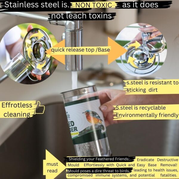 PROVIDE Large Stainless Steel bird feeder, Easy Clean Bird Seed Feeder, bird feeders for small birds, Easy Open wild Bird Feeders. Hanging Bird Feeder for seeds, bird feeders for Wild bird - Image 2